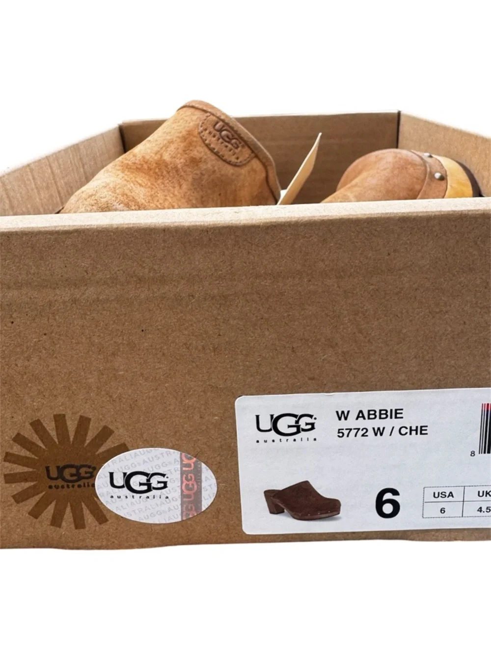 UGG Tan Chestnut Suede Slip-On Clogs with Box Size 6 EUC - Picture 10 of 13